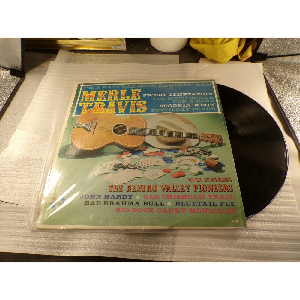 Merle Travis Renfro Valley Pioneers Gamblin Man Vinyl LP Spinorama M-176 Country